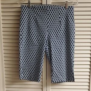 Tribal Navy and White Diamond-Print Stretch Bermuda Shorts